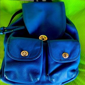 Blue Coach Leather Backpack